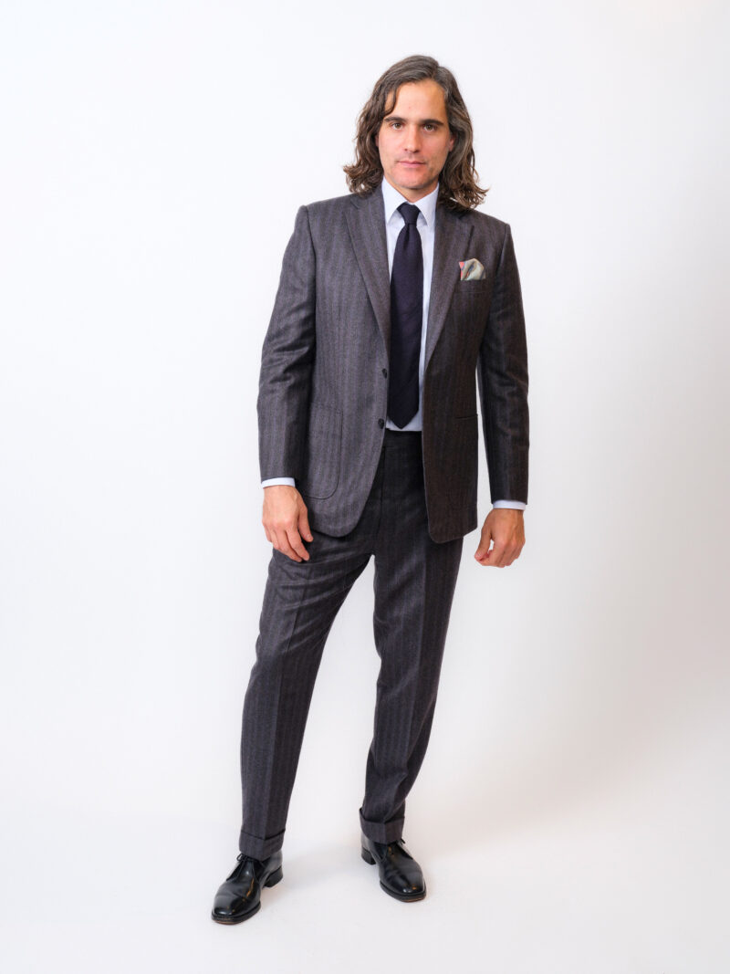 Grey Pinstripe Wool